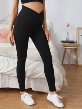 SHEIN ЧЕРНЫЕ ОДНОТОННЫЕ ЛЕГГИНСЫ ДЛЯ БЕРЕМЕННЫХ S 19319
