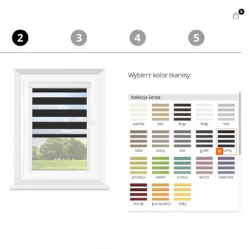 ROLETA DZIEŃ NOC W KASECIE PROWADNICE WYMIAR OKNO DO 150 CM KONFIGURATOR