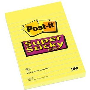 BLOCZEK POST-IT SUPER STICKY ŻÓŁTY 102 X 152 MM W
