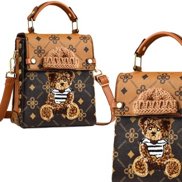 TORBA TOREBKA DAMSKA LISTONOSZKA KUFEREK NA RAMIĘ MAŁA TEDDY BAG MIŚ RUDA