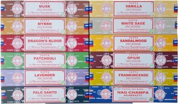 NATURALNE INDYJSKIE KADZIDEŁKA PYŁKOWE SATYA MIX TOP 12 ZAPACHÓW 1