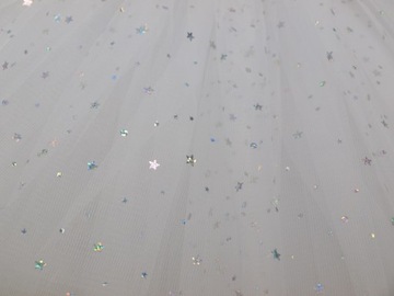 ЮБКА ТЮЛЬ со ЗВЕЗДАМИ, подкладка, 30 см, белый - ангел