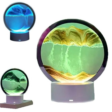 3D LAMPA NOCNA LED MALOWANIE PIASKIEM SZTUKA PŁYNĄCEGO ŚWIATŁO KLEPSYDRY