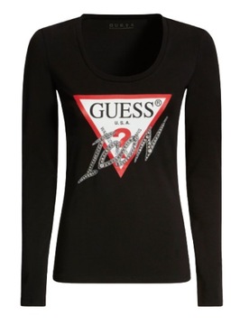 GUESS ICON bluzka długi rękaw longsleeve czarna M