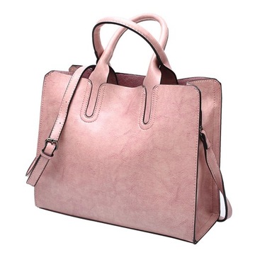 Modna damska skórzana torebka Tote Bag Damska torba na ramię Big Pink