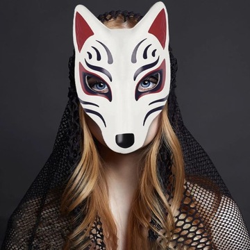 Маска лисы-подростка, белая, пустая, 2 шт.