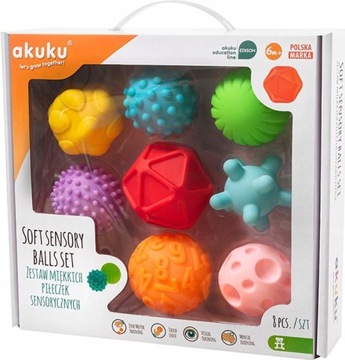 AKUKU PIŁECZKI PIŁKI SENSORYCZNE 0M+ 8szt A0452
