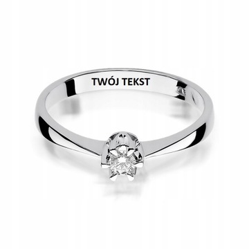 Klasyczny pierścionek zaręczynowy z brylantem białe złoto 585 GRAWER