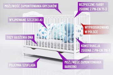 Детская кроватка 2в1 сосна 120х60 с ящиком