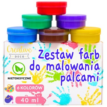 Farby do malowania palcami dla dzieci zabawa kreatywna bezpieczne 6 x 40 ml