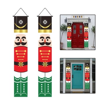 Баннер с рождественскими украшениями, вывеска на рождественском крыльце, подвесной баннер в стиле C