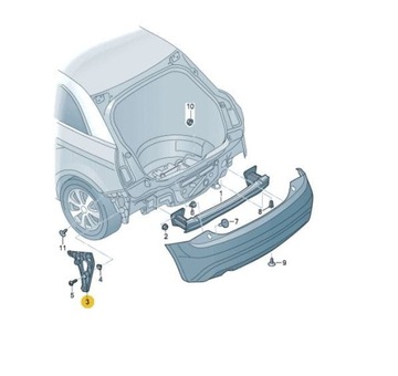 DRŽÁK LEVÝ VÝZTUHA DRŽÁKY NÁRAZNÍKU ZADNÍHO AUDI A1 2011-2014