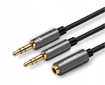 Rozdzielacz audio AUX słuchawki mikrofon do minijack UGREEN 28 cm