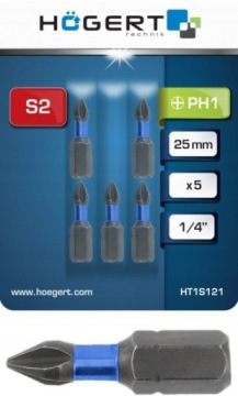 KOŃCÓWKA WKRĘTAKOWA UDAROWA PH1 25MM 5szt