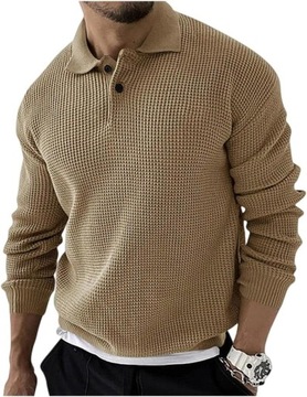 Męski sweter jesienno-zimowy męski sweter dzianinowy klapa jednolity kolor