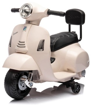 Jeździk na akumulator Skuter Vespa Oparcie LED Eko skóra 1x6V4,5Ah