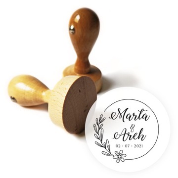 Pieczątka stempel ślubny drewniany