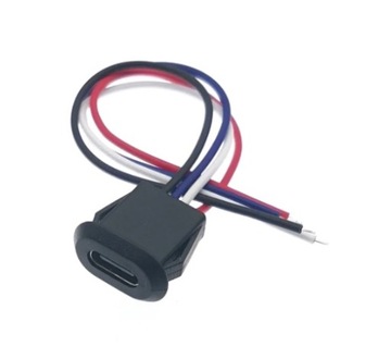 Gniazdo USB C panelowe tablicowe czarne 4pin