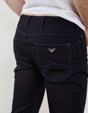 Emporio Armani granatowe spodnie slim fit W33 L32