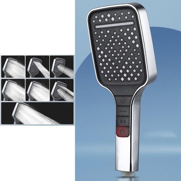 Душевая лейка высокого давления Современная сменная 7-режимная серебряная душевая лейка с тропическим душем