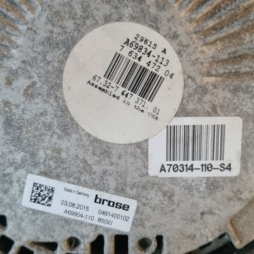 BMW X5 F15 X5M F85 X6 F16 F86 5.0I 5.0D VENTILÁTOR