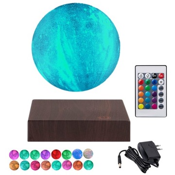 LEWITUJĄCA 3D LAMPKA NOCNA KSIĘŻYCOWA RGB16 KOLORY + PILOT