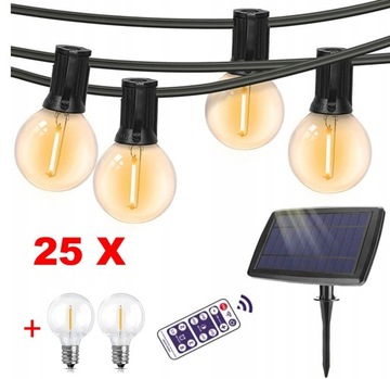 Girlanda SOLARNA LAMPKI OGRODOWE 25szt Z Piloty