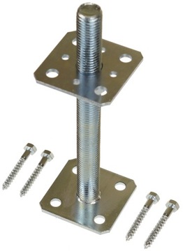 PODSTAWA SŁUPA REGULOWANA PRĘT GWINT 80x80x250 MM PSR80 + ŚRUBY MONTAŻOWE