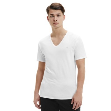 CALVIN KLEIN T-SHIRT MĘSKI 2-PACK V NECK REGULAR BIAŁY M