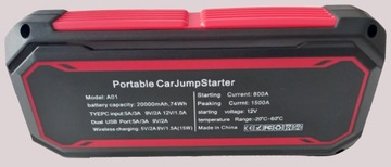 Стартер BOOSTER 1500A 16000 мАч PowerBank LCD Qi