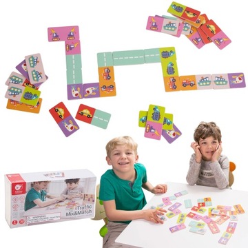 UKŁADANKA MONTESSORI DOMINO POJAZDY CLASSIC WORLD
