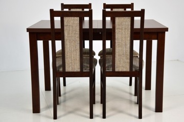 Mały drewniany Stół 80x120 + 4 krzesła W ORZECHU