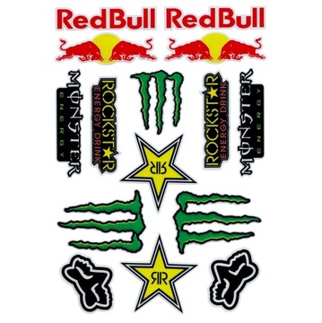 NAKLEJKI NA MOTOR MOTOCYKL ROWER MONSTER REDBULL