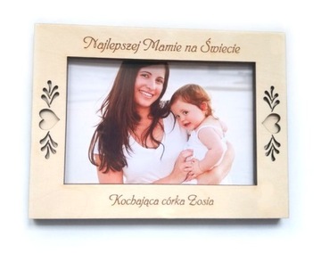 DREWNIANA Ramka + zdjęcie A5 dla Babci na prezent