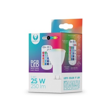 Żarówka LED GU10 RGB + Biały 5W z pilotem 250lm ForeverLight