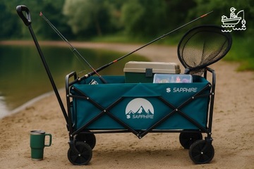 WÓZEK ogrodowy TURYSTYCZNY plażowy DUŻY transportowy SKŁADANY pokrowiec 80L