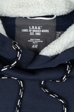 H&M Klasyczna Bawełniana Męska Granatowa Bluza z Kapturem Bawełna XL