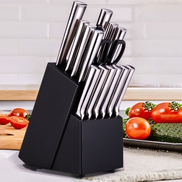Набор из 16 стальных кухонных ножей Sharp в блоке Стояк + ножницы