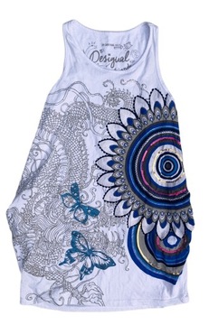 Sukienka Desigual 9 10 lat 140 cm Biała Biel Wzory Boho