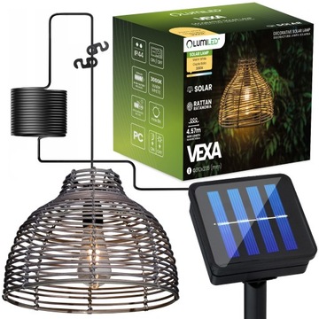 ŻYRANDOL LAMPA SOLARNA LED WISZĄCA OGRODOWA SUFITOWA RATTAN BOHO LOFT