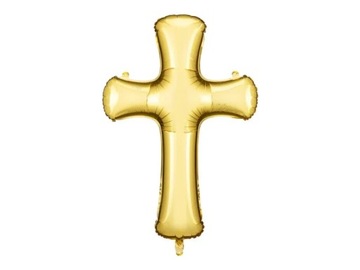Balon foliowy złoty krzyż komunia święta dekoracja komunijna chrzest