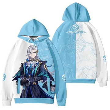 BLUZA MĘSKA Z KAPTUREM Bluzy z kapturem Genshin Impact Neuvillette Wriothes