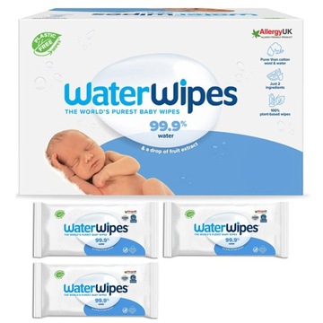 Chusteczki WaterWipes dla niemowląt, dzieci, nawilżane wodne 3op. x 60 szt