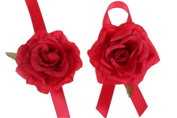 Kotylion przypinka róża materiałowa bordo czerwona studniówka bal panieński