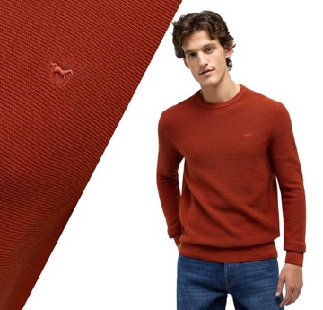 Sweter męski Mustang Emil C Crew wkładany przez głowę rudy bawełna r. L