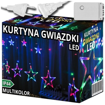 KURTYNA ŚWIETLNA GWIAZDKI LED MULTI KOLOR LAMPKI CHOINKOWE DŁUGA GIRLANDA
