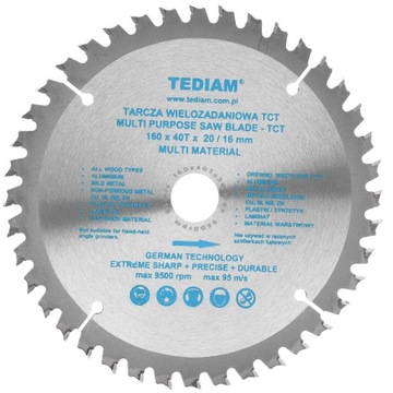TARCZA PIŁA WIELOZADANIOWA TCT TEDIAM 160x20x40T