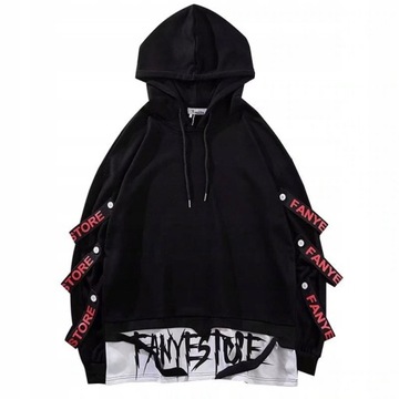 HIPHOPOWA BLUZA Z KAPTUREM CZARNA NA CO DZIEŃ