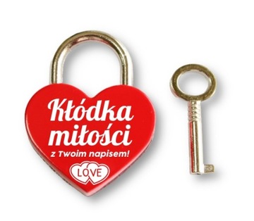 Mini Kłódka miłości brelok z Twoim grawerem IMIĘ WZORY, kolor czerwony