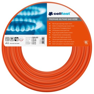 Wąż do gazu propan-butan 9,0 x 2,5 mm - 50 m